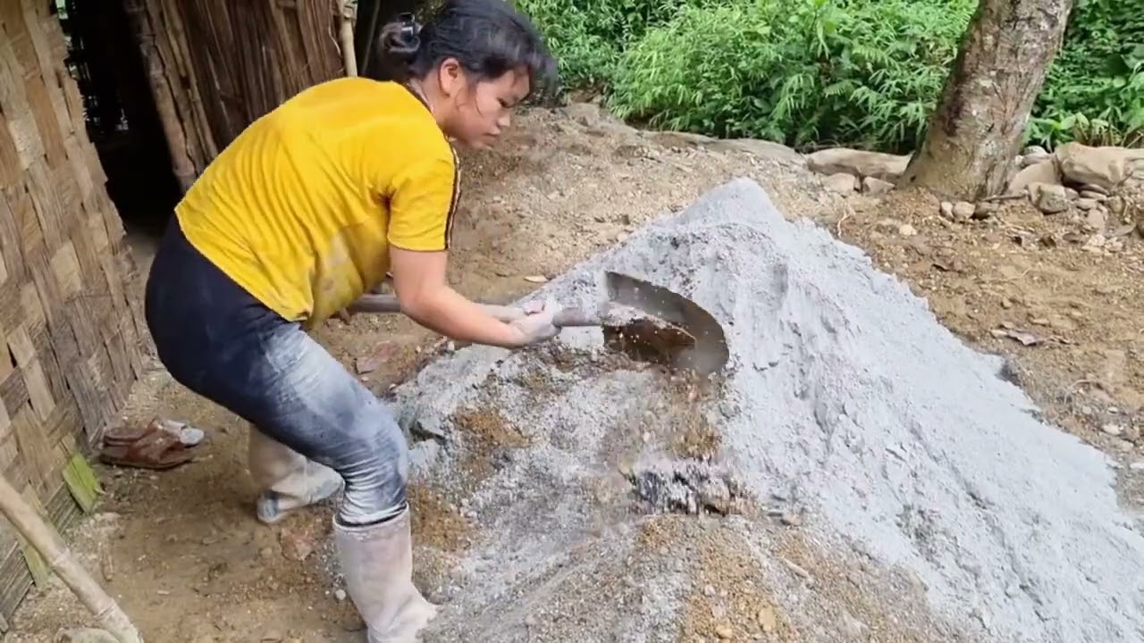 The single mother and young James used cement, cut, made the foundation, and rebuilt the house