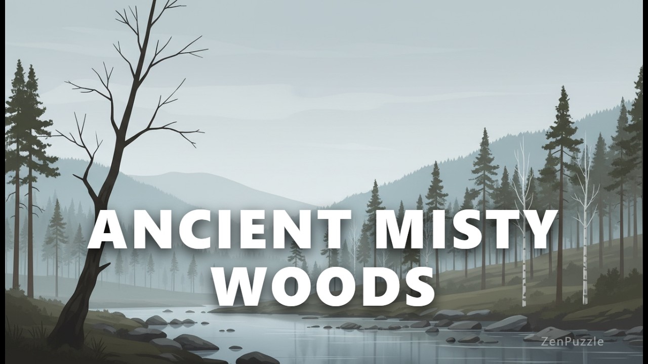 Serene Forest Landscape with Gentle Stream and Ancient Trees