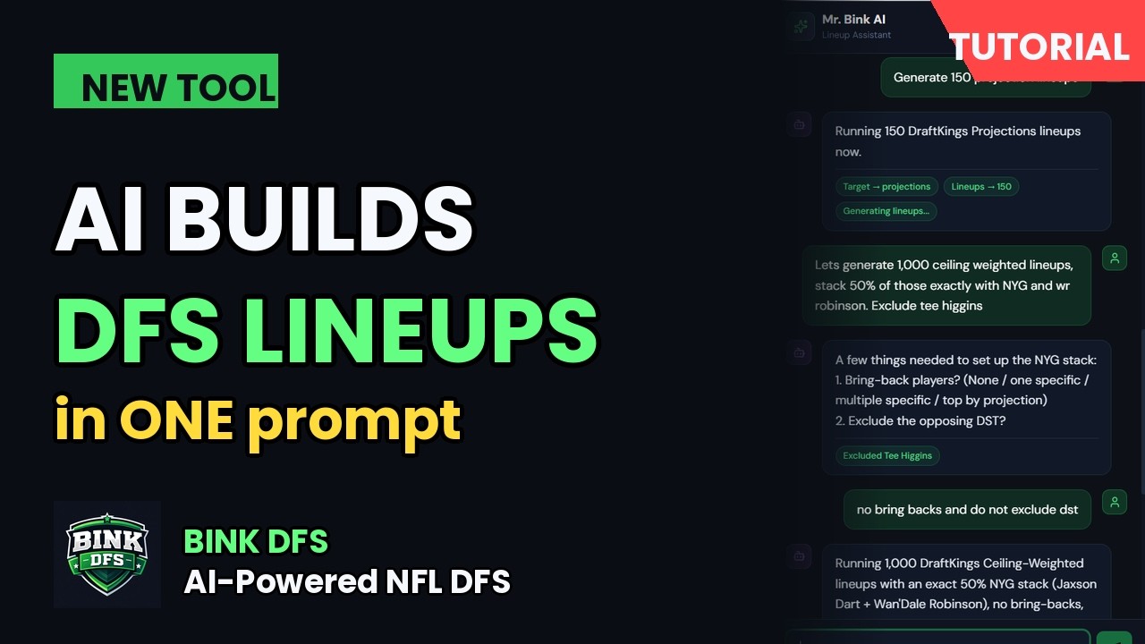 How to Build DFS Lineups with AI &mdash; Bink DFS Full Tutorial