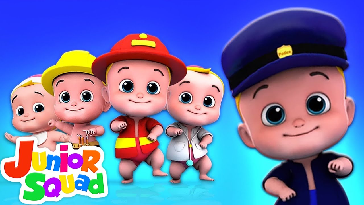 Five Little Babies Jumping On The Bed | Nursery Rhymes Songs For Kids By Junior Squad