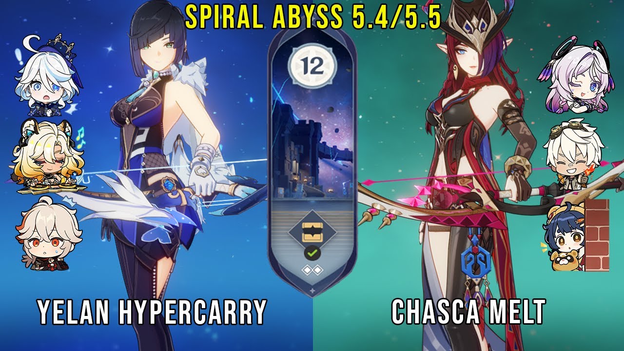C1 Yelan Hypercarry and C0 Chasca Melt | Genshin Impact Abyss 5.4 5.5 Floor 12 9 Stars