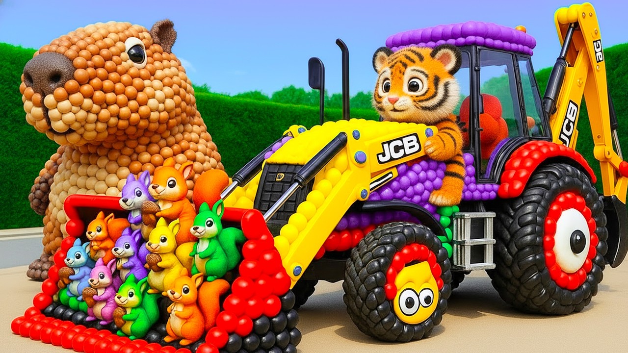 The mascot vibrato assistant JCB and Truck placed on the football field is popular, co produced