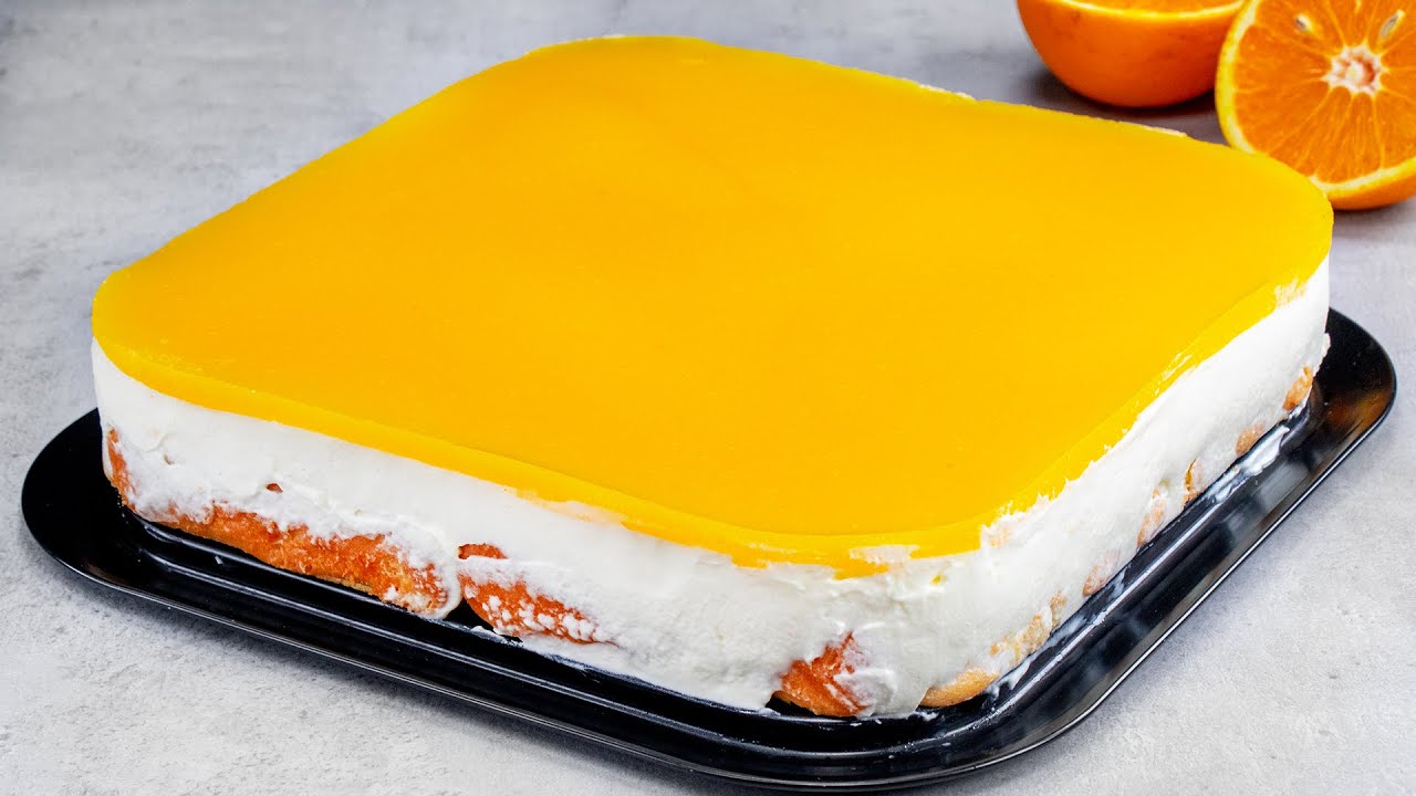 Facile e veloce, SENZA COTTURA, rinfrescante e cremosa torta all'arancia!| Saporito.TV