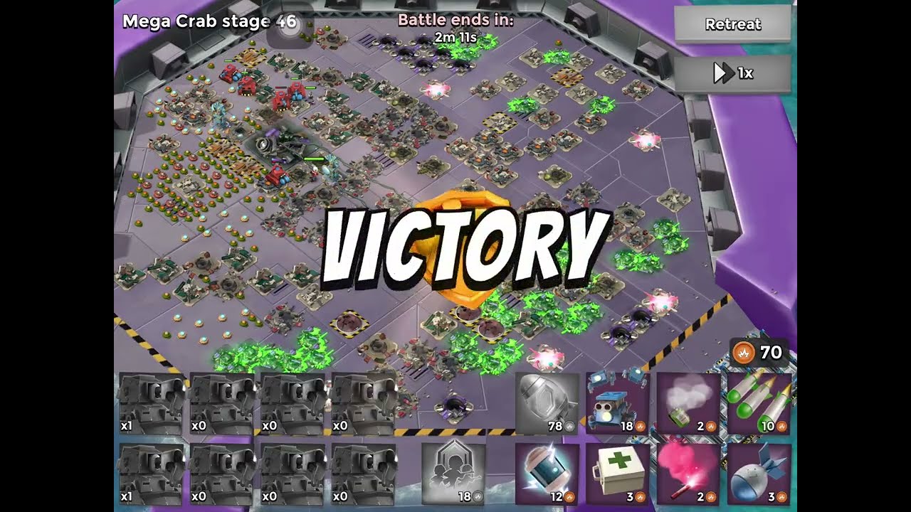 Boom beach anniversary mega crab stages clear kavan and scorchers max troops overload 