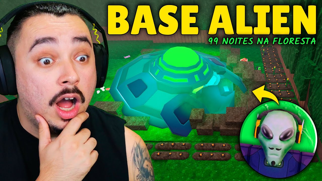 ME TRANSFORMEI EM ALIEN PARA CONSTRUIR UMA BASE NA NAVE!! | 99 NOITES NA FLORESTA - ROBLOX