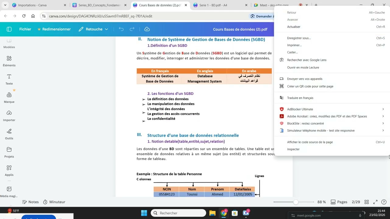 Récap Cours Base de Données + Exercices