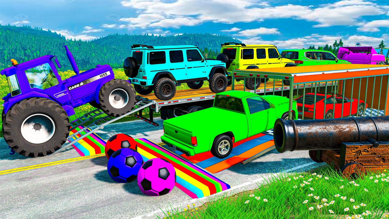 Flatbed Truck BeamNG Happy Crash | Transportation with Truck - Pothole vs Car - BeamNG.Drive #63