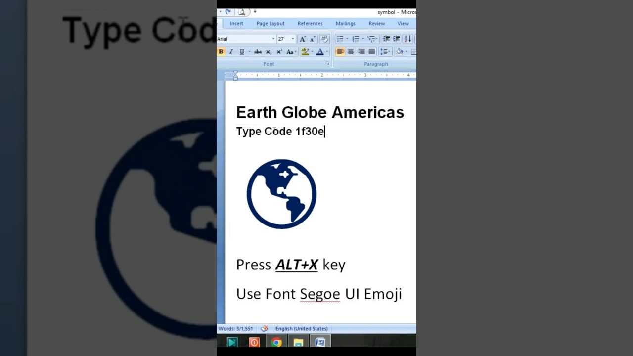 Americas Earth 🌎 Globe Emoji in MS Word #viral  #computerthecourse #msword #wordtipsandtricks