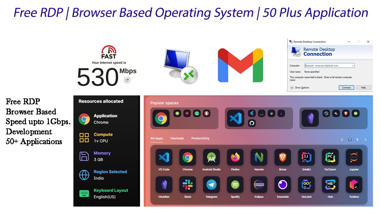 Free RDP Server | Browser Based RDP | Heavy Desktop Application Run