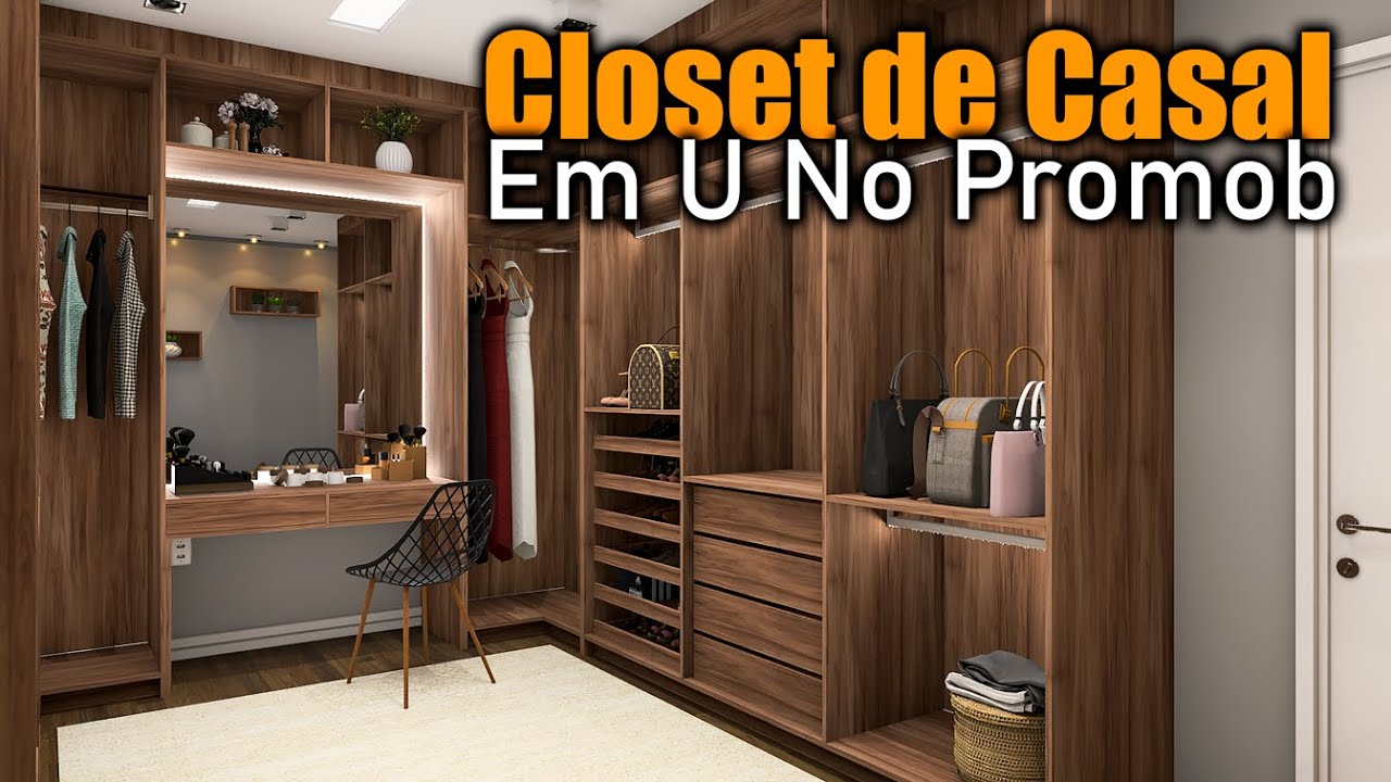 Closet de Casal Criado do Zero no Promob Passo a Passo Curso Promob em Casa