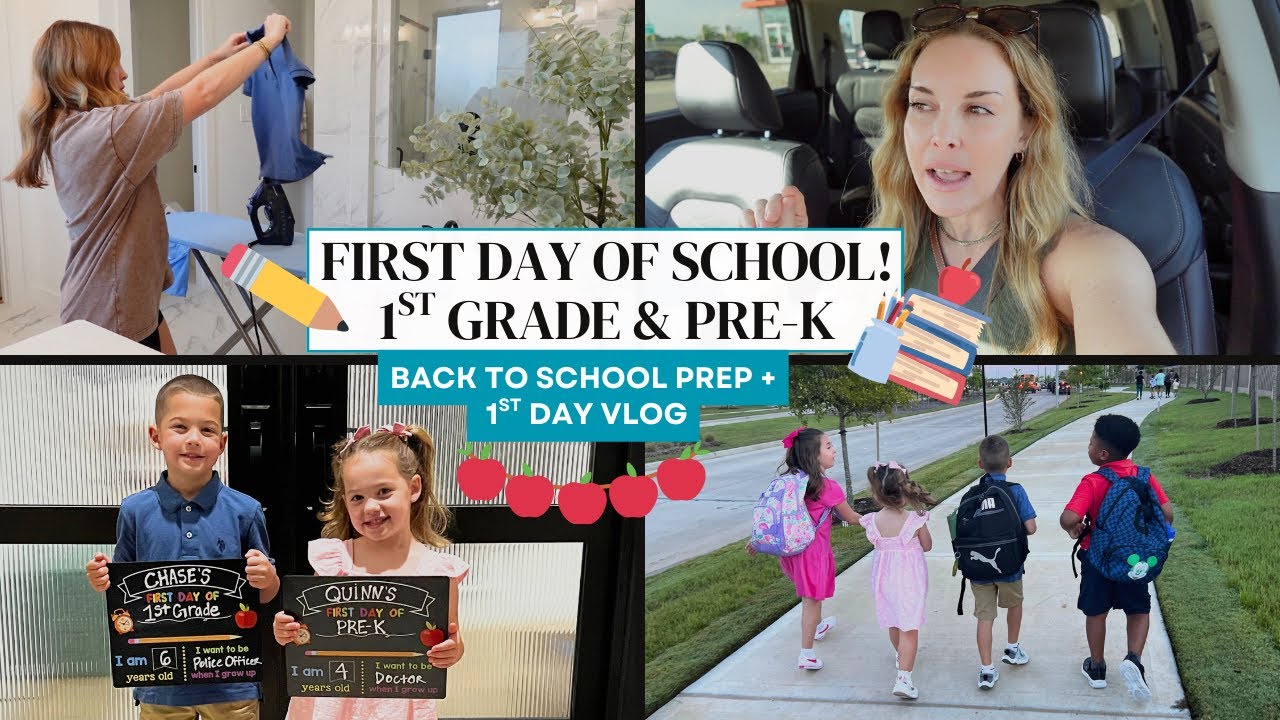 Back to School Prep + First Day of School Vlog: PRE-K & 1st Grade | Working Mom DITL | Amanda Fadul