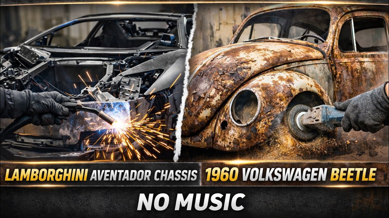 ASMR Extreme Restoration 🔧 | Lamborghini Aventador Chassis + 1960 Volkswagen Beetle (No Music)