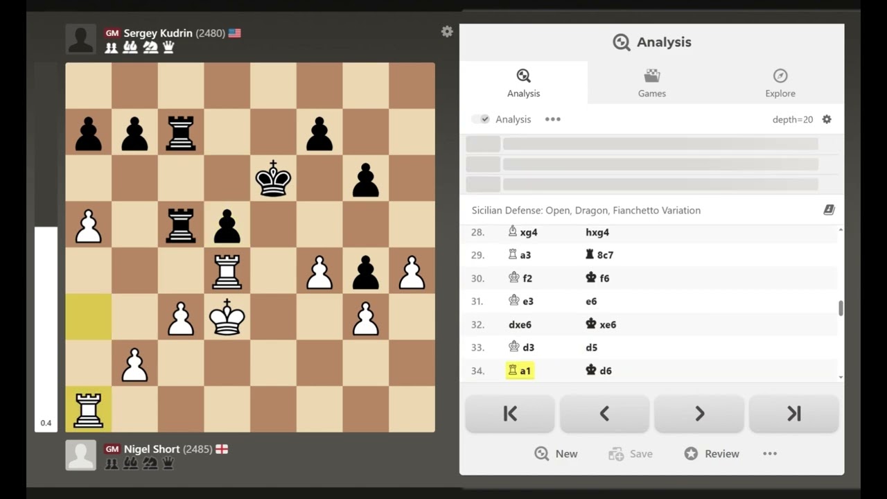 Nigel Short (2485) Vs Sergey Kudrin (2480) 1-0 Round 8 Manchester Benedictine 1982