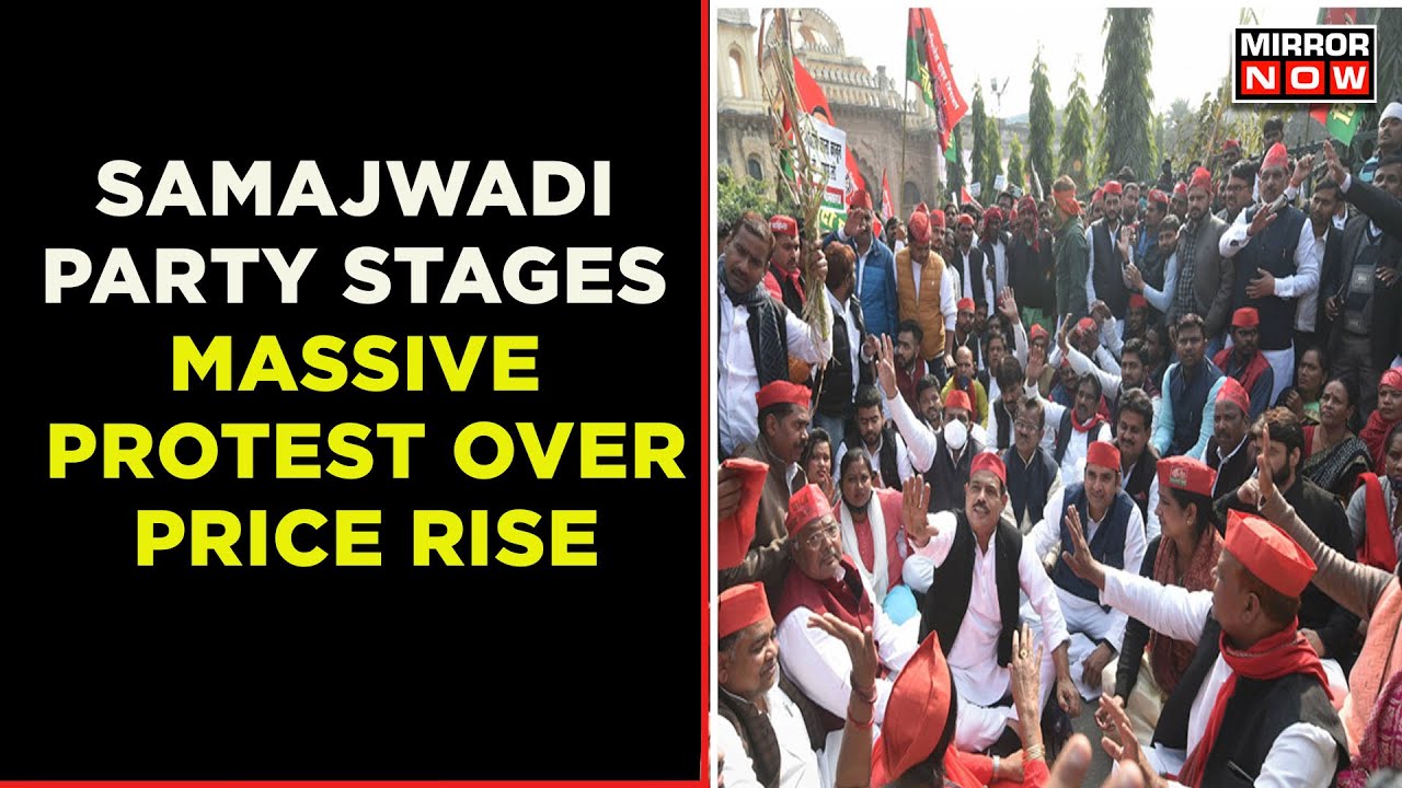 SP Chief Akhilesh Yadav Led Massive Demonstration Against Ruling BJP In Uttar Pradesh | Latest News