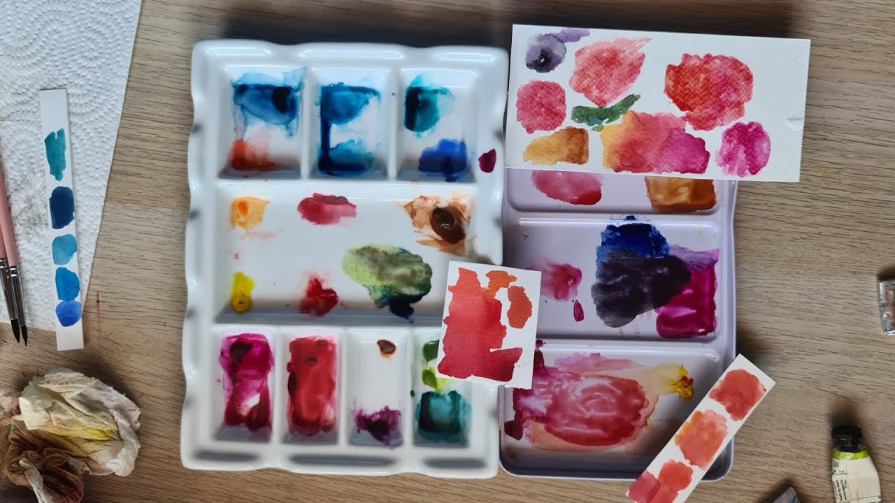 Recherche des couleurs pour un projet 🍕 1 #aquarelledébutant #watercolorpainting #aquarelle #couleur