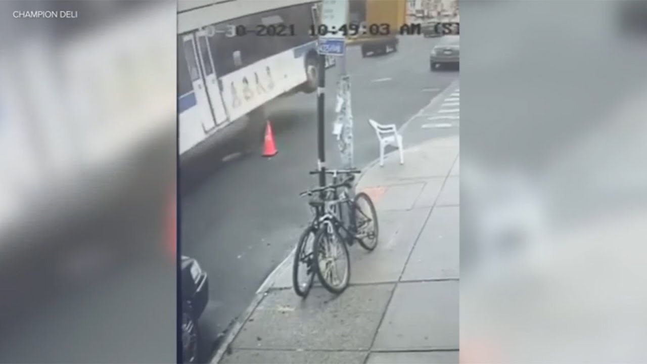 Video: MTA bus goes airborne, hits car when manhole cover blows off