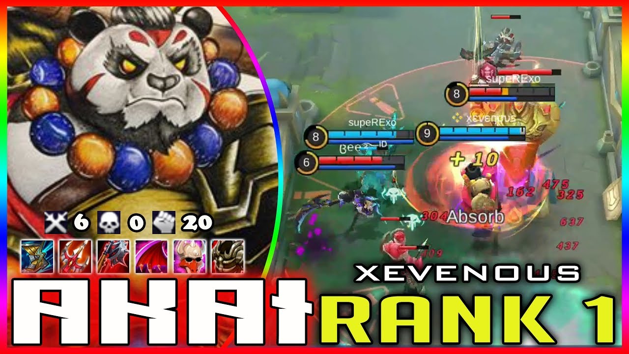 Akai Solo Lane (Assassin Build]  [xεvεησυs] Top 1 Akai mobile legends build & gameplay