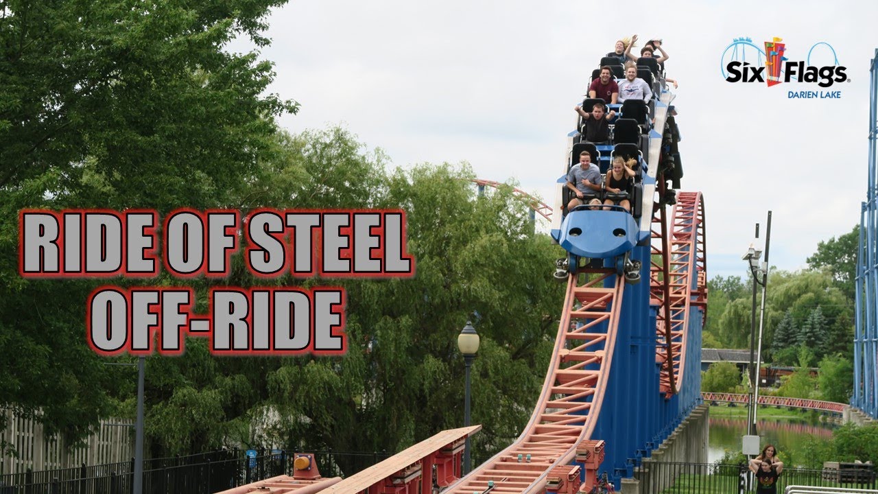 Ride of Steel Off-Ride Footage, Six Flags Darien Lake Intamin Hyper Coaster | Non-Copyright