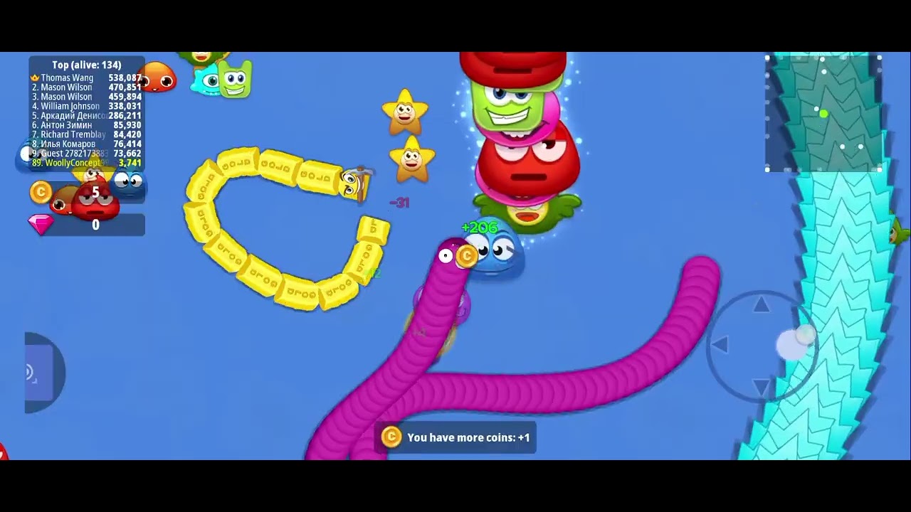 New Worms zone gaming video Gulabi colour new snake gaming video #wormszone #youtube #shorts #video 