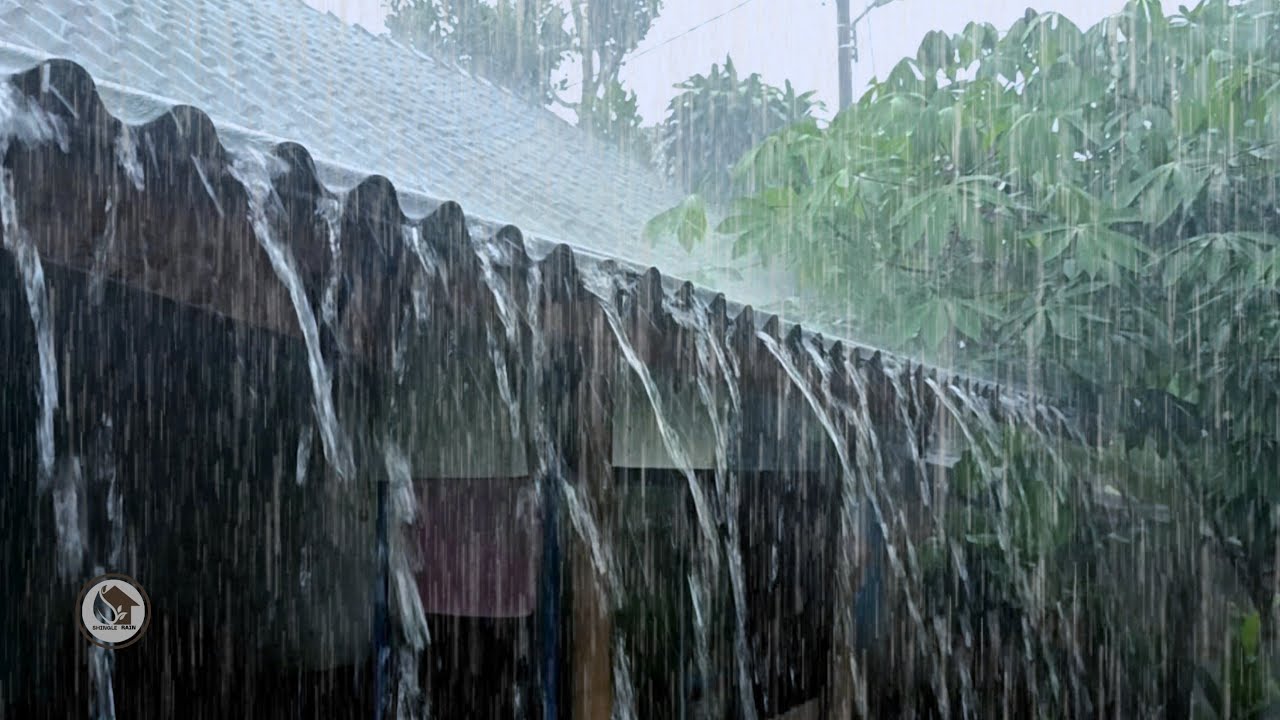 Сильный дождь на жестяной крыше деревенского дома 🌧️ Глубокий сон приходит естественным образом