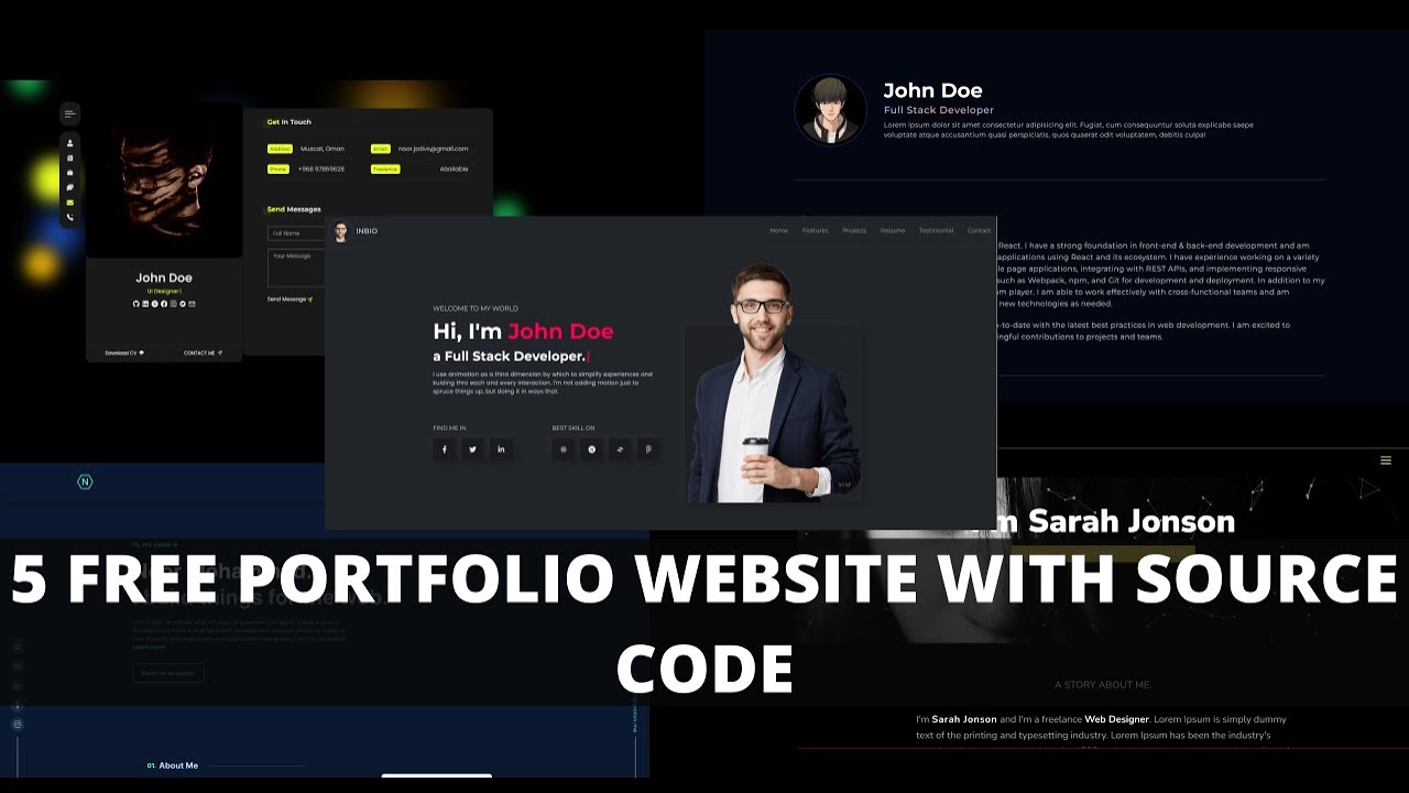 Unlock 5 React Portfolio Templates With Free Source Code!