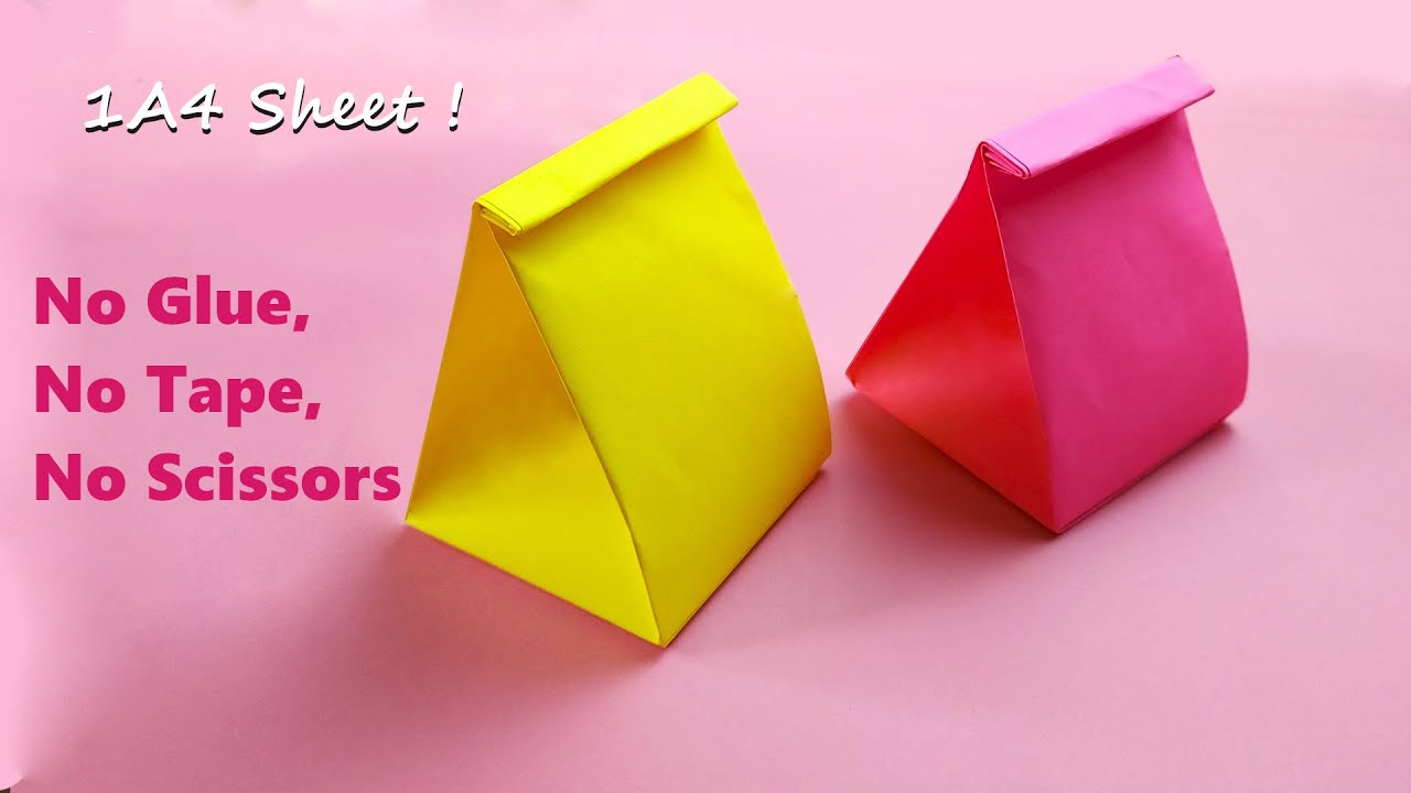 How to Fold a Paper Bag with 1 A4 Sheet | No Glue, No Tape, No Scissors