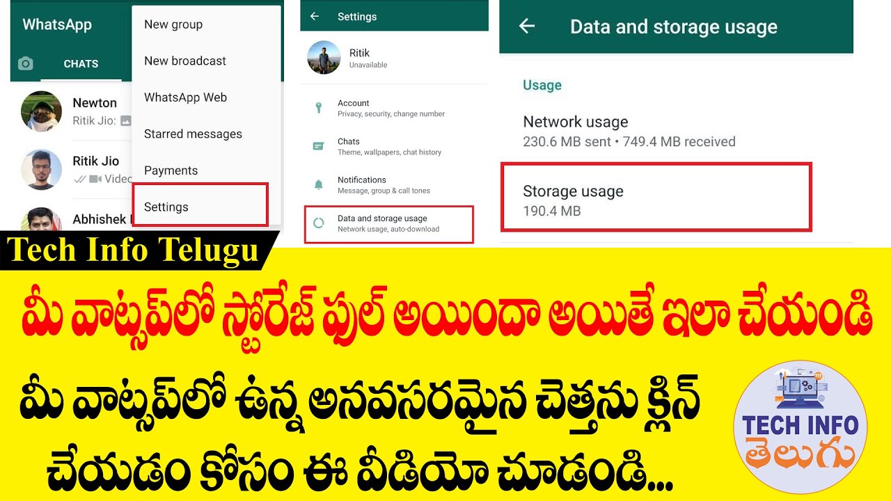 How To Clean Unnecessary Data From Whatsapp Telugu 2021 | Whatsapp storage full problem solve Telugu