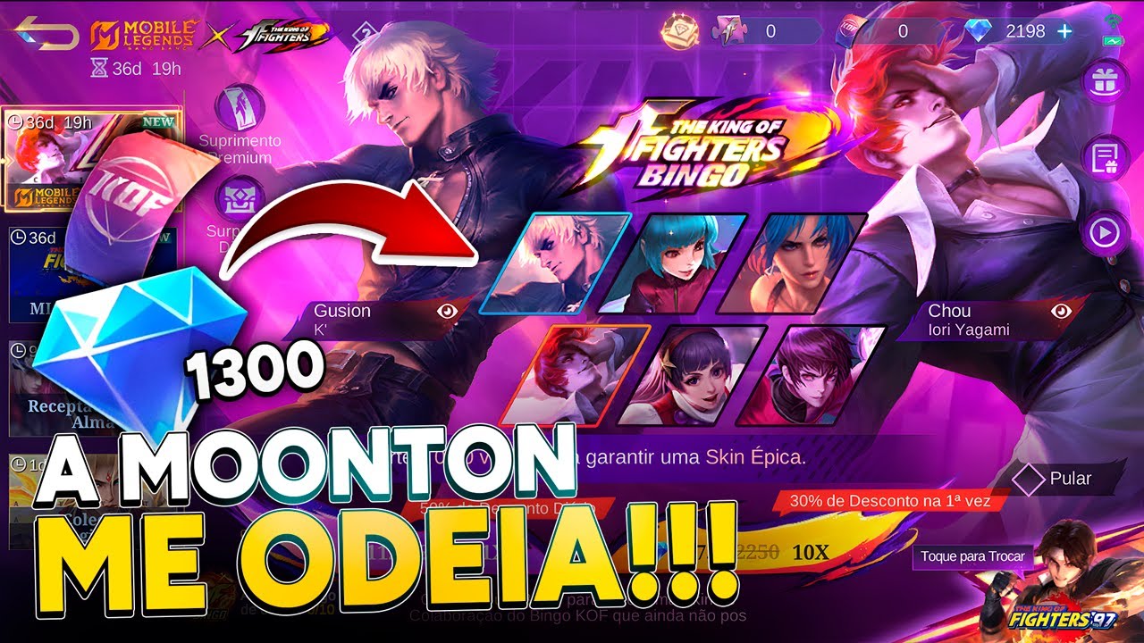 A MOONTON ME ODEIA! GASTANDO 1300 DIAMANTES E TOKENS NA ROLETA KOF! MOBILE LEGENDS
