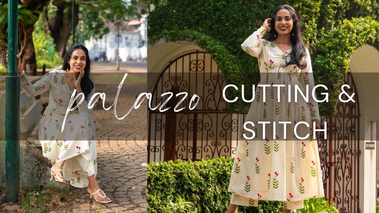 Simple palazzo pant cutting and stitching Malayalam 