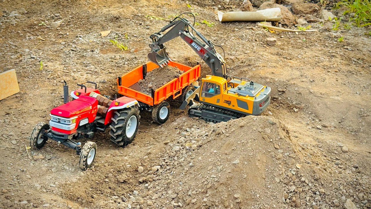 Loading Trolley Excavator 💥 Remote Control Tractor | Rc Hitachi | Tractor Love | The UK Unboxer 