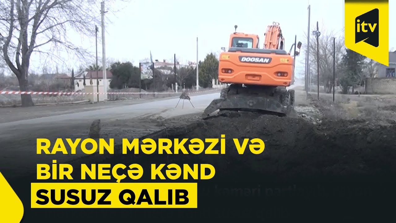 Kürdəmirdə magistral su kəməri partlayıb