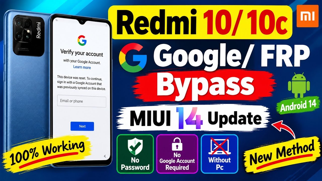 Redmi 10/ 10c: Google/ FRP Bypass | MIUI 14 Update - 100% Working New Method (Without Pc)
