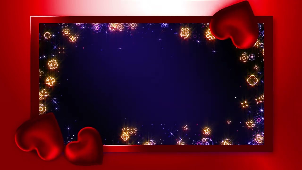 beautiful wedding invitation title frame animation background with love symbols