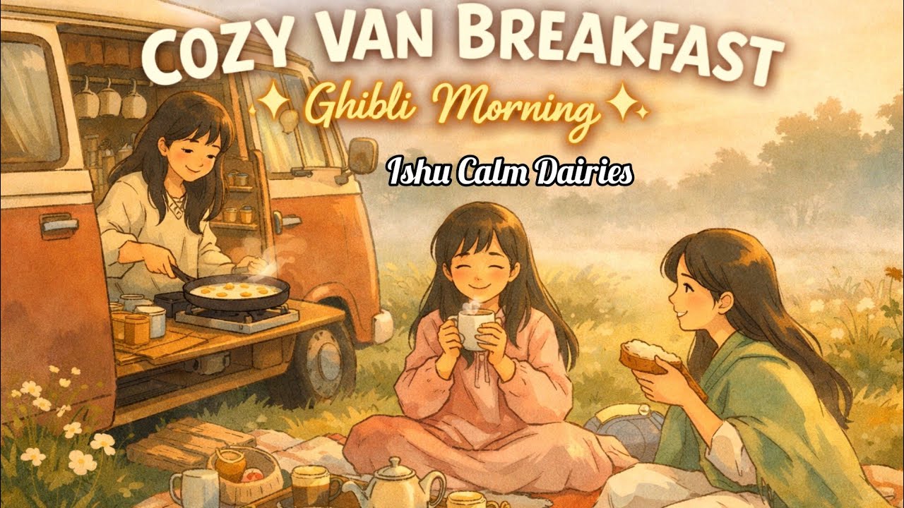 Cooking Breakfast in a Traveling Van Kitchen | Ghibli Cozy Morning Ishu Calm Dairies 