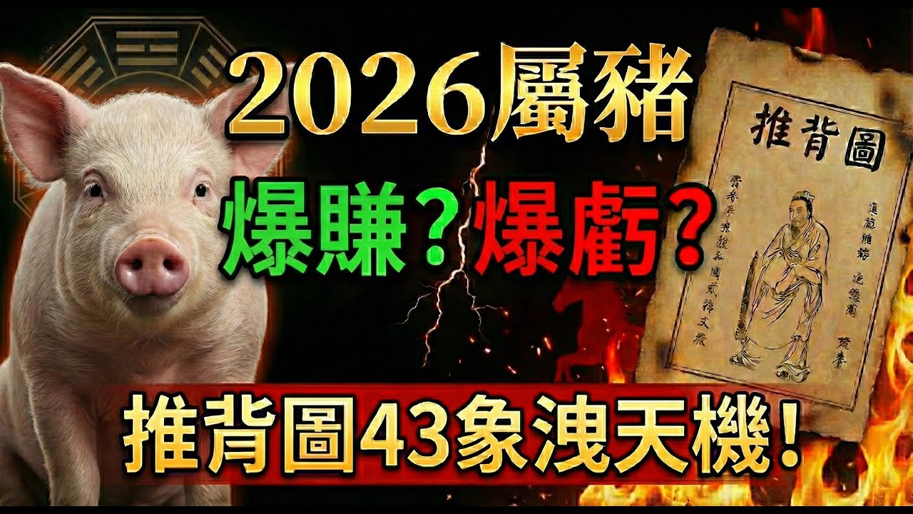 最神準預言！【生肖豬 2026】爆賺還是爆虧？「天火同人卦」暗藏3個劫財陷阱！《推背圖》43象洩漏：屬豬人如何在赤馬年借水止火、反敗為勝？