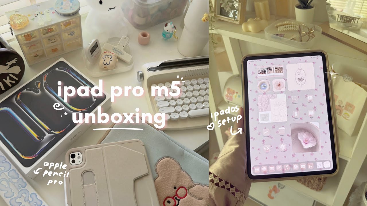 new m5 ipad pro 11&rdquo; silver unboxing ♡ apple pencil pro, aesthetic accessories & setup 🧸 
