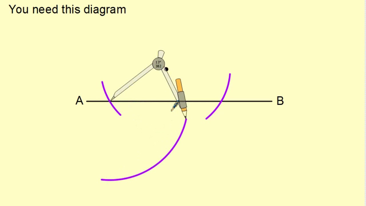 Constructing a perpendicular bisector through a point not on the line