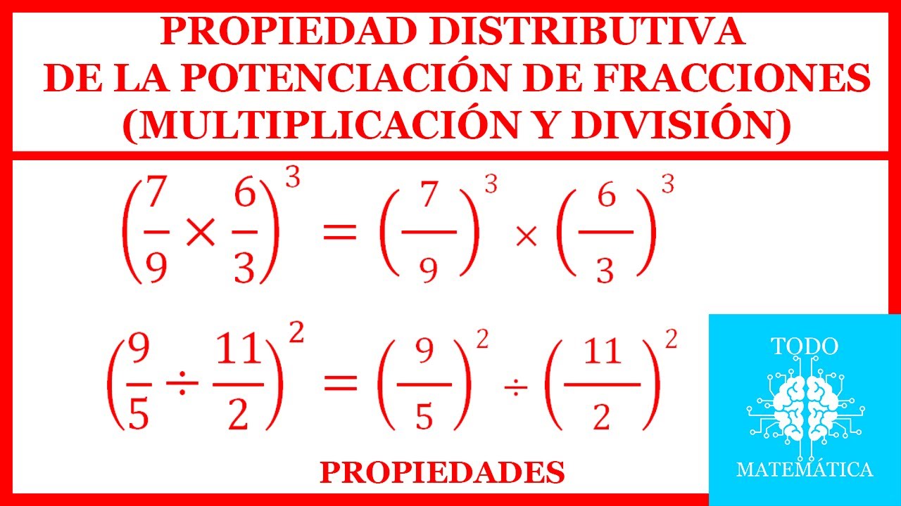 Propiedad DISTRIBUTIVA de la POTENCIACIÓN MULTIPLICACIÓN y DIVISIÓN [FRACCIONES] (EXPLICACIÓN)