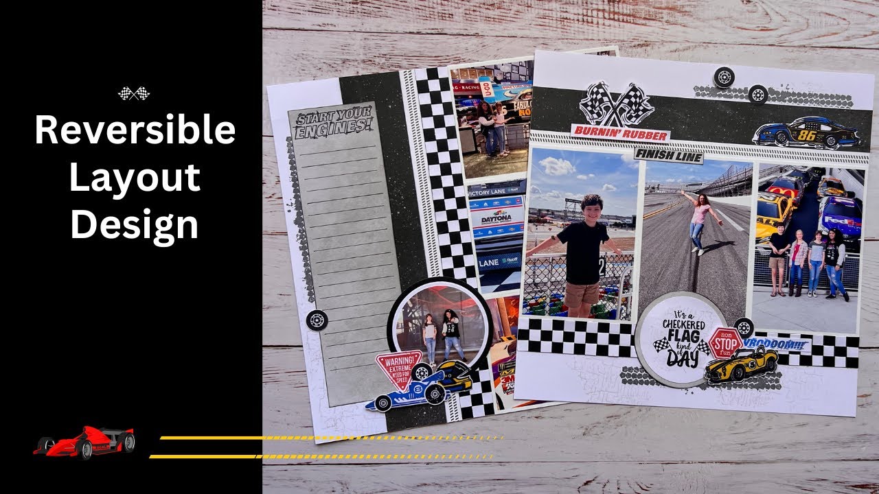 Nascar Race Car Scrapbook Layout Idea | Boy | Masculine Scrapbooking | DIY Paper Weaving & Ephemera