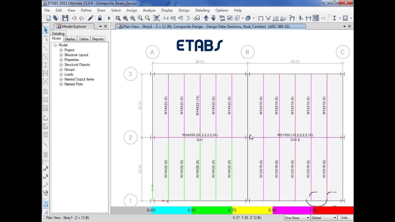 ETABS - 16 Composite Beam Design: Watch & Learn