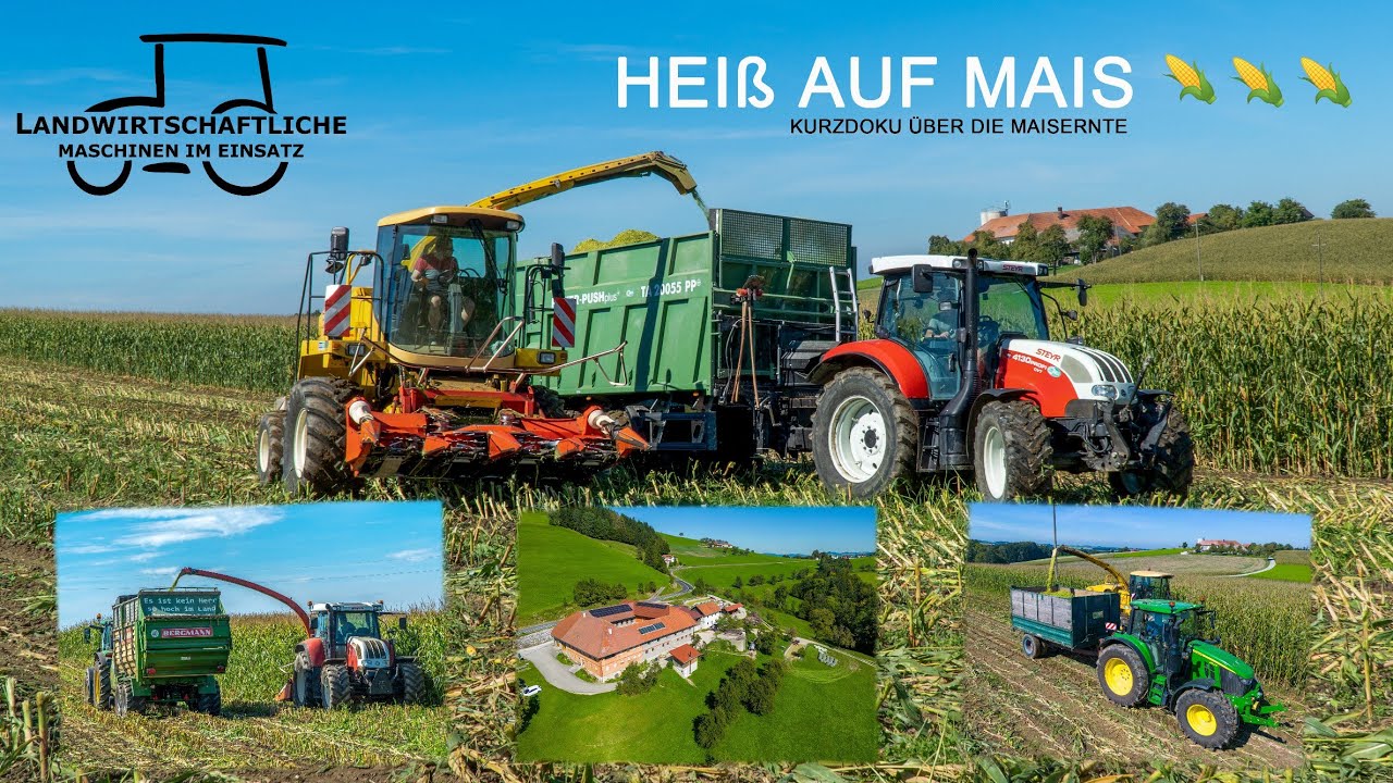Maisernte | Vollgas Maish&auml;ckseln | 1 Feldh&auml;cksler und 8 Traktoren im Einsatz | Bauernhofgeschichten