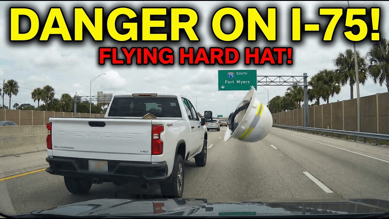 Construction  Hard Hat Flying out of  2022 CHEVROLET Silverado HD - Fort Myers, Florida