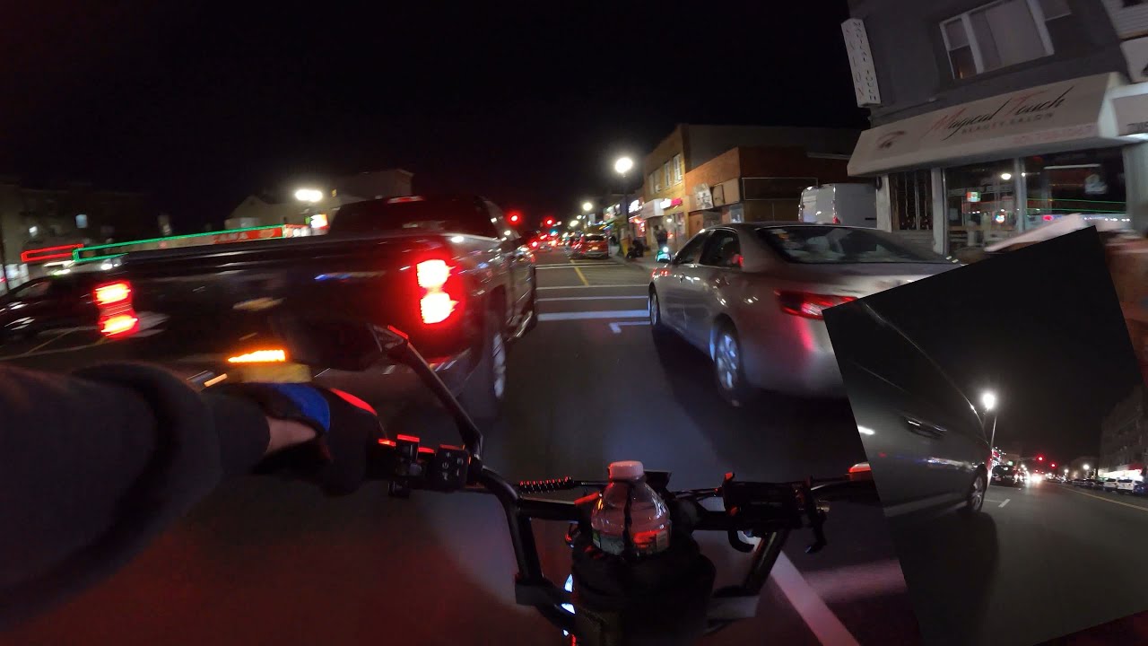 bright lights in the city, an evening e-bike ride