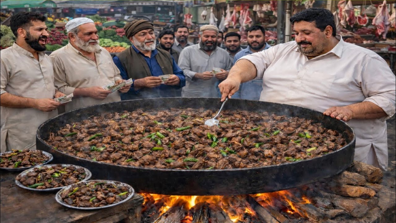 SPICY LIVER FRY KALEJI ON GIANT TAWA 🔥 | STREET FOOD ZAIKA KALEJI RECIPE | PAKISTANI STREET FOOD 