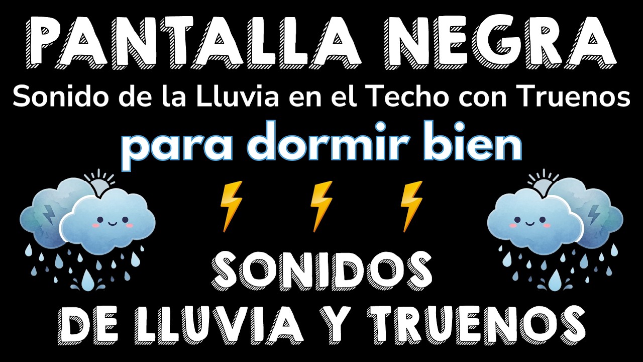 Sonidos de Lluvia Intensa y Truenos en el Techo por la Noche para Dormir ☔ Caer en un Sueño Profundo