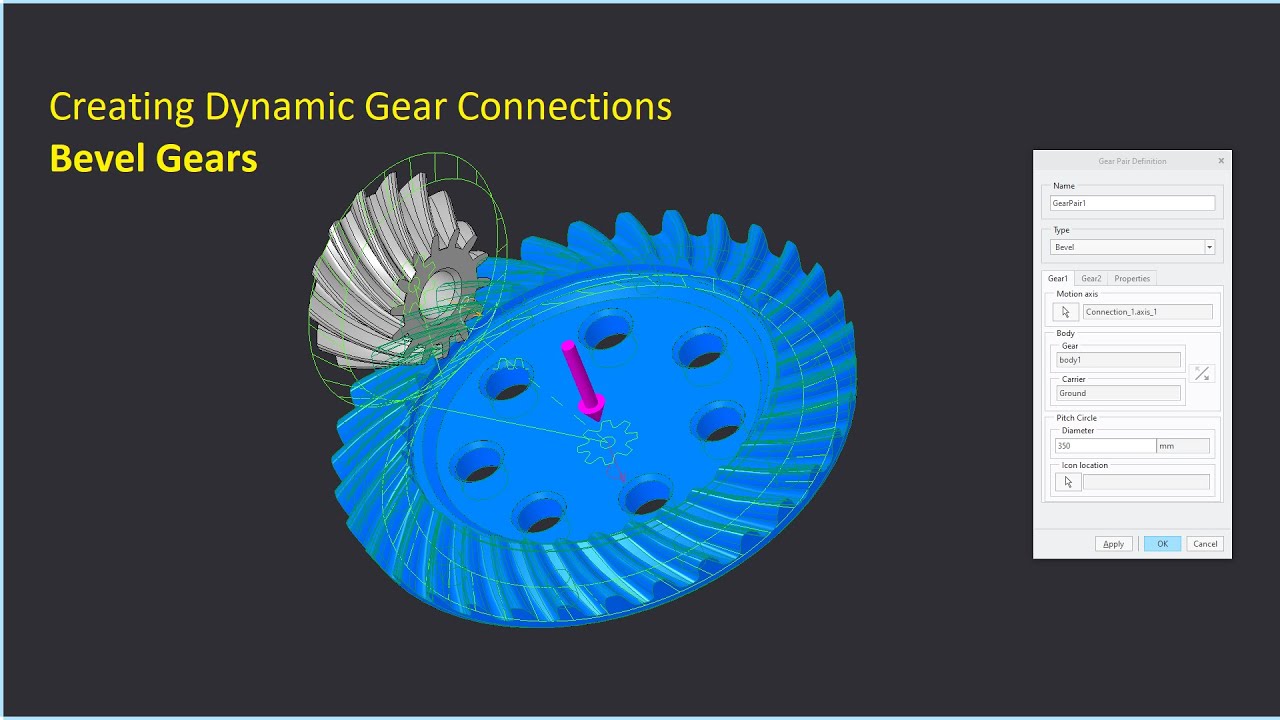 Mechanism Design - Bevel Gears | Creo Tutorial