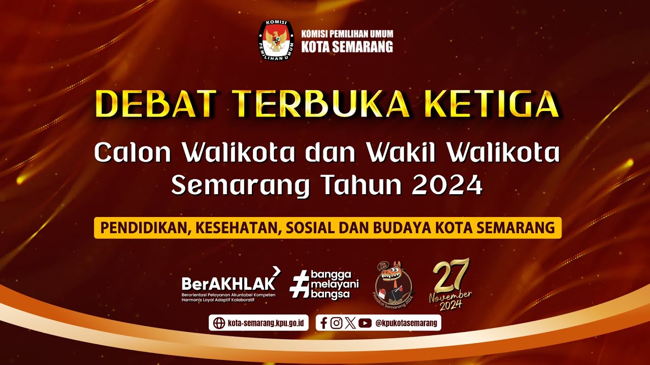 (LIVE) DEBAT PUBLIK PUTARAN KETIGA PASANGAN CALON WALIKOTA DAN WAKIL WALIKOTA SEMARANG 2024
