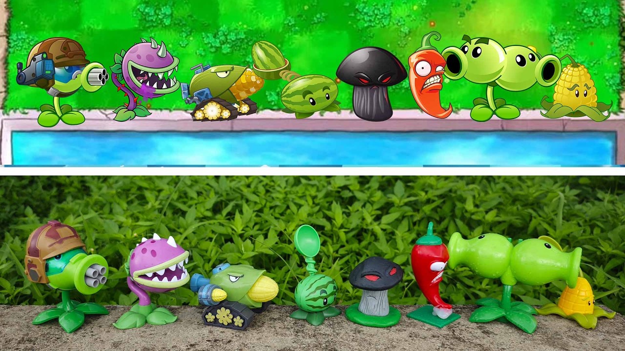 PLANTS VS ZOMBIES:TOY PLANTS VS GAME PLANTS ONSWIMMING POOL  6.