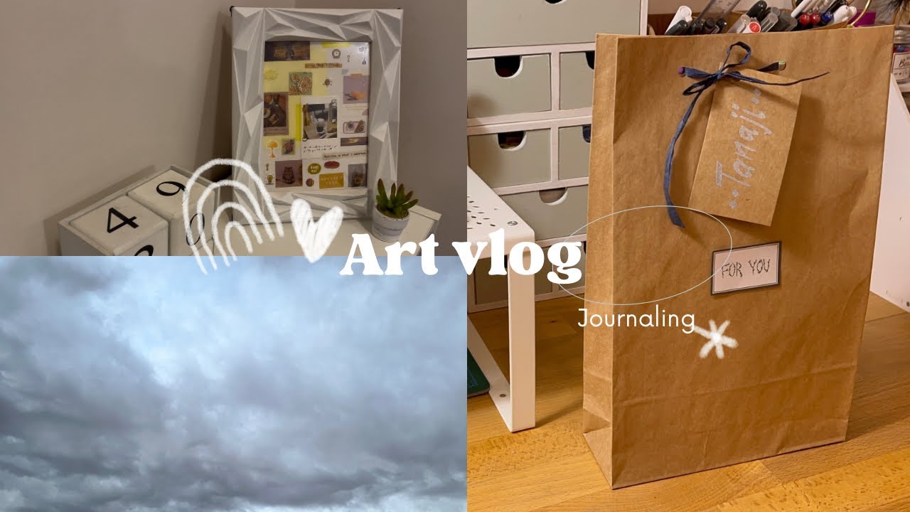استكشاف هدية جديدة وصنع لوحة فنية🤍Unboxing a new gift and making a journal together 🤍