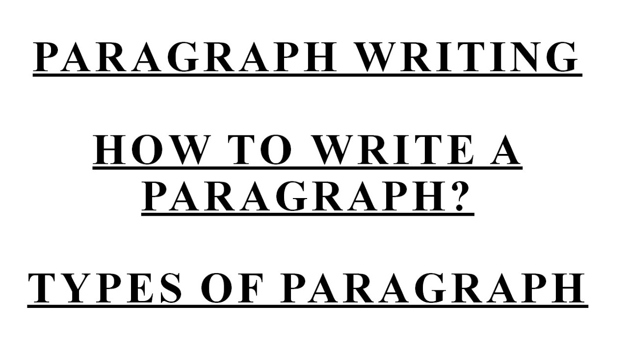 Paragraph Writing - How to write an effective paragraph? - Types of Paragraph